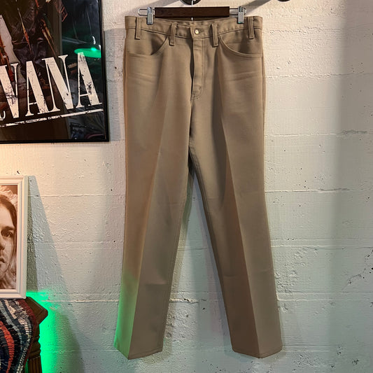 Vintage Late 70's Levi's Sta-Prest Dacron Pants - Size 34" x 30" - Made In USA - Scovill Zipper - Beige
