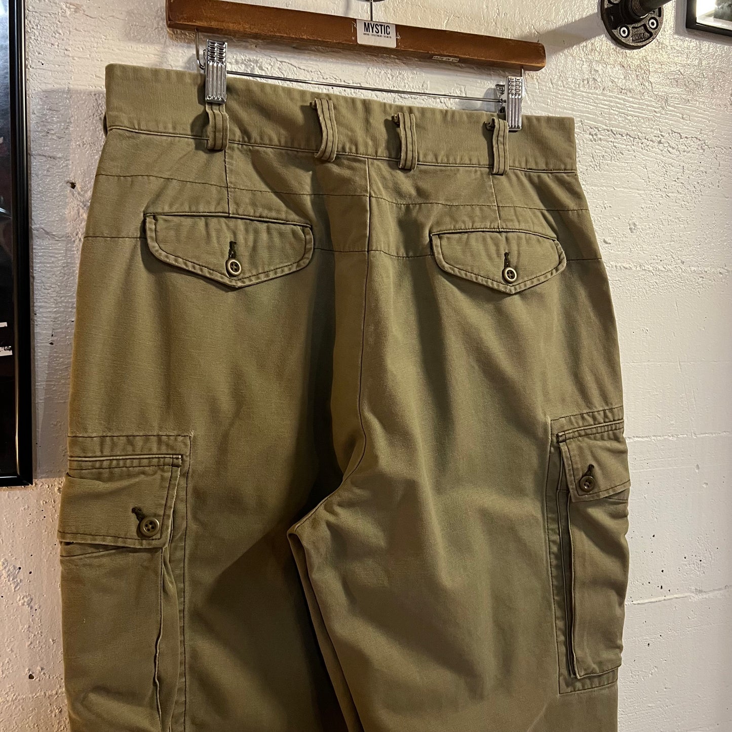 Vintage 90's Polo Ralph Lauren Multi Pocket Olive Drab Cotton Roll-Up Cargo Pants - Size 34" x 32" - Olive Drab