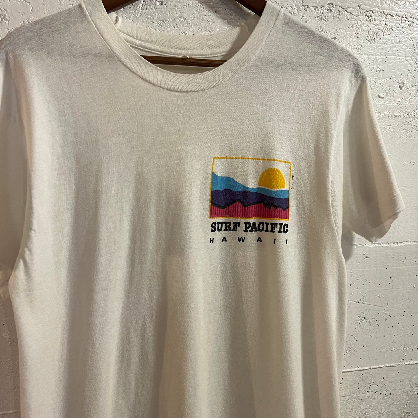 Vintage 1986 Surf Pacific Hawaii Single Stitch T-Shirt - Size Large - Made In USA - White/Multi