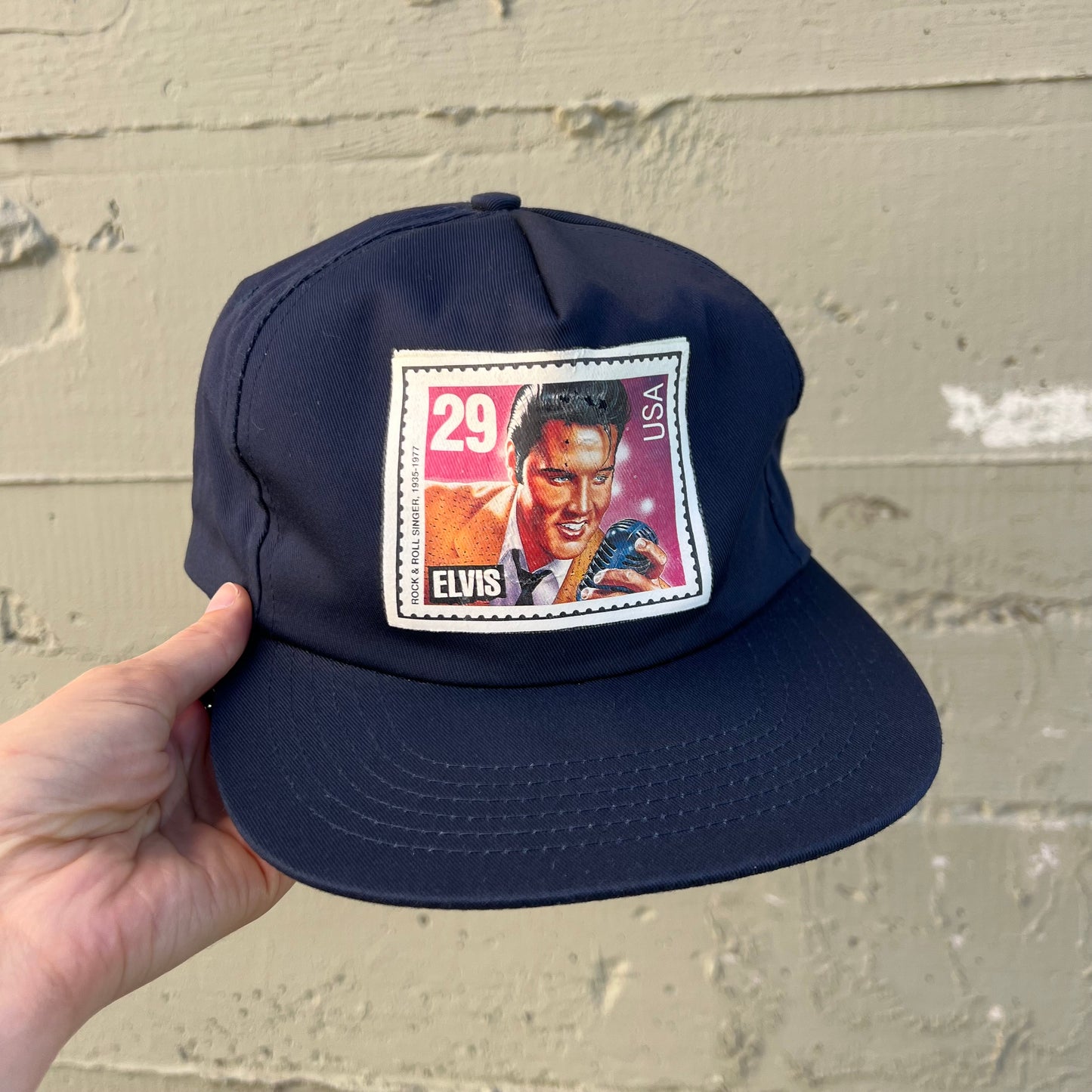 Vintage 90's 1992 Elvis Stamp Snapback Hat - O/S - Navy