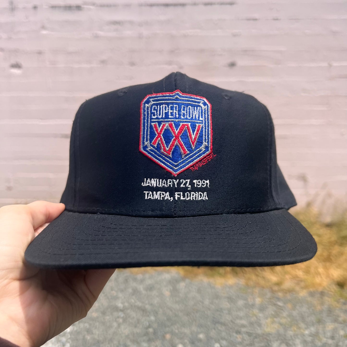 Vintage 1991 Super Bowl XXV Snapback Hat - OSFM - Black