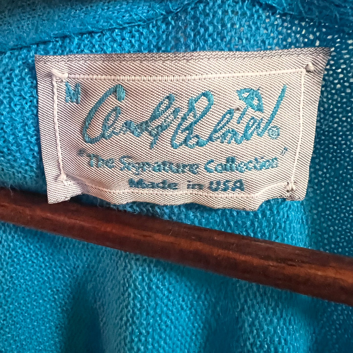 Vintage 60’s/70’s Arnold Palmer ‘Signature Collection’ Knit Cardigan Sweater - Size Medium - Made In USA - Bright Blue