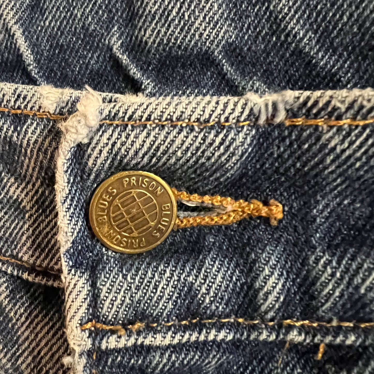 Vintage 90's Prison Blues Faded Straight Leg Denim Jeans - Size 34" - Made In USA - 100% Cotton
