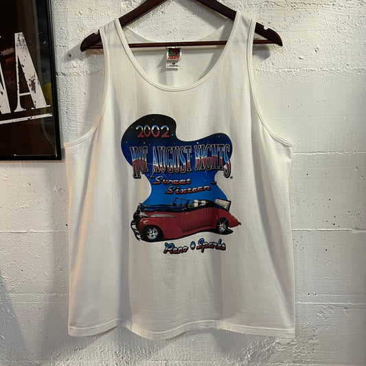 Vintage 2002 Hot August Nights ‘Sweet Sixteen’ Car Tank Top - Size XL - White/Multicolor