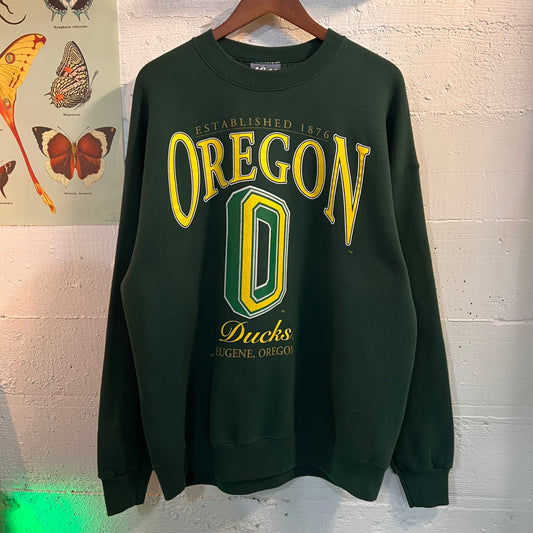 Vintage 90's University Of Oregon Ducks Nutmeg Mills Crewneck Sweatshirt - Size XL - Made In USA