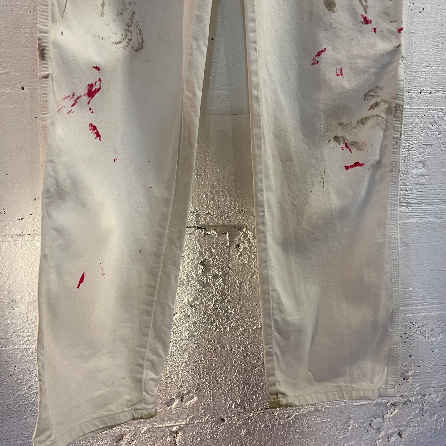Dickies Distressed Relaxed Fit Utility Painter's Pants - Size 33" x 34" - White - 100% Cotton