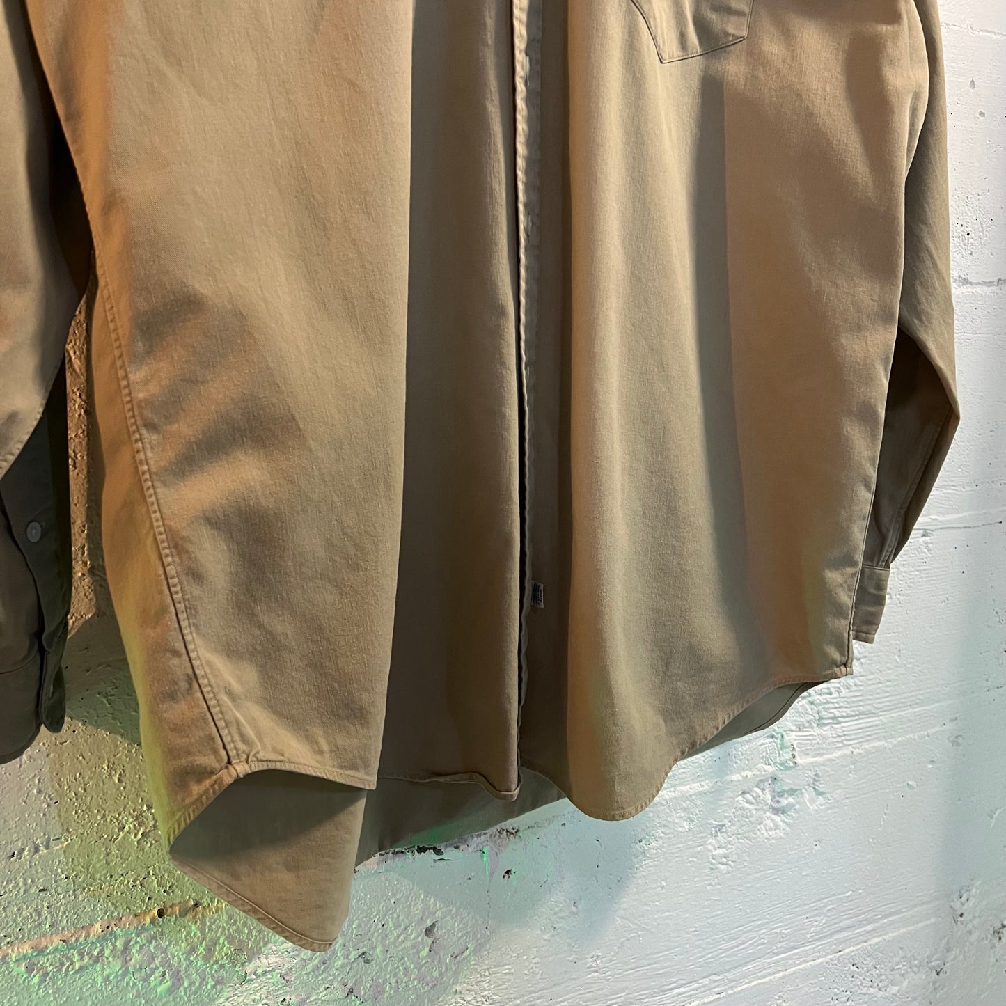 Vintage 90's Polo Ralph Lauren Royal Crest Button Up Khaki Shirt - Size Large - Tan/Khaki