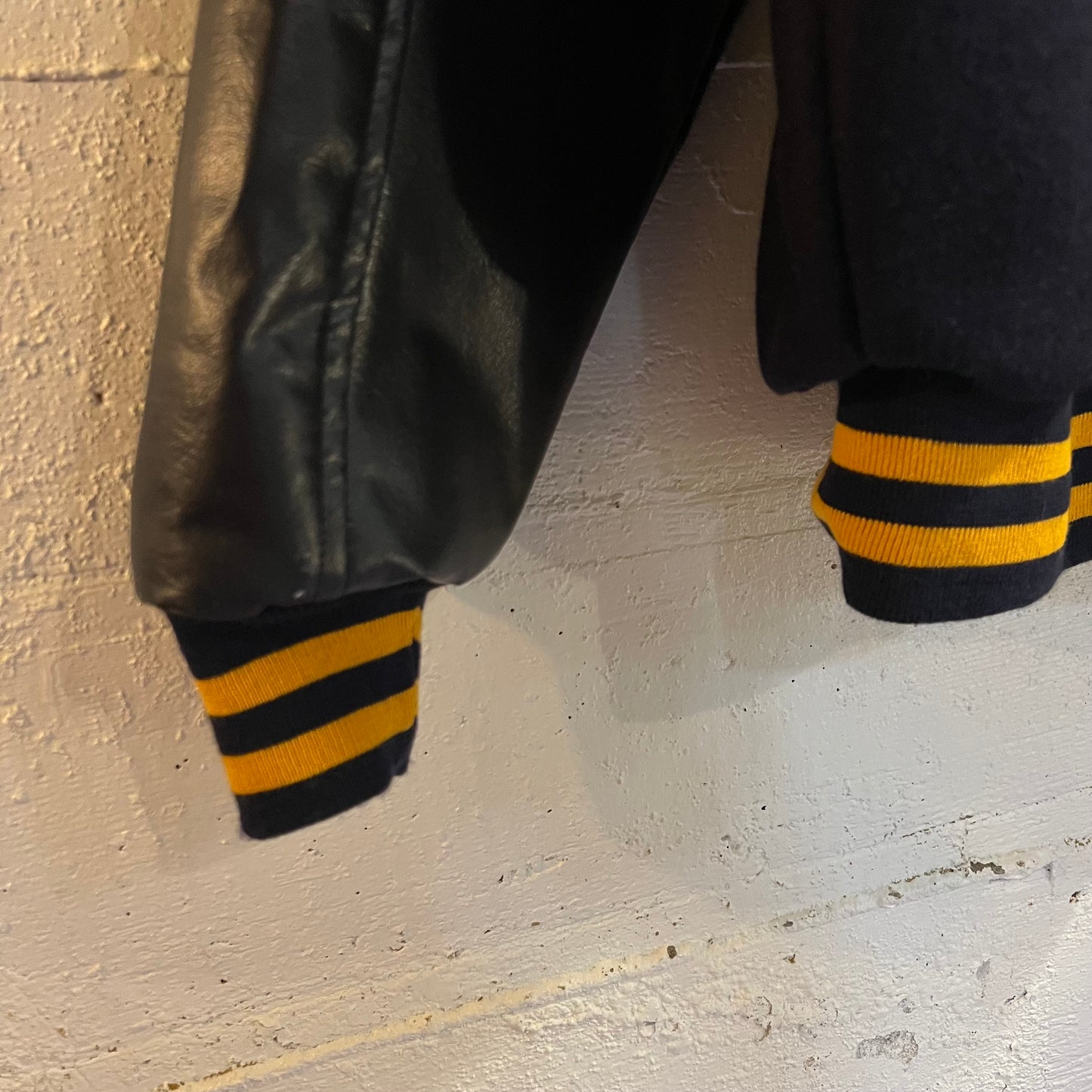 Vintage 1970's Awards USA Naugalite Wool Varsity Jacket - Size Large - Made In USA - Navy/Gold