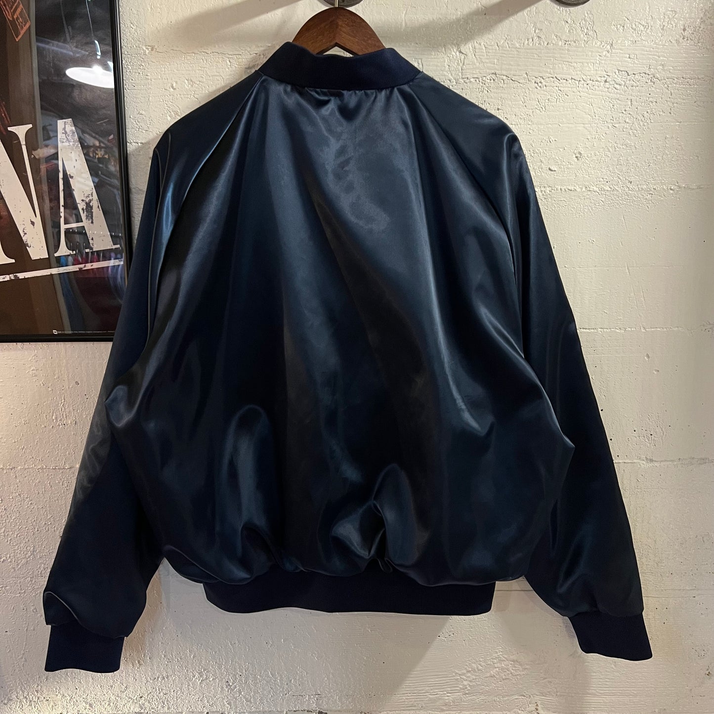 Vintage 90's Silver Club Hotel & Casino Embroidered Satin Bomber Jacket - Size XL - Made In USA - Navy