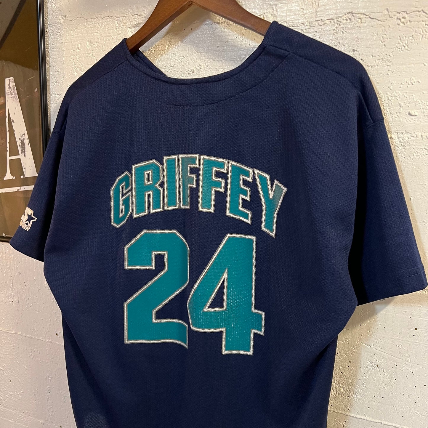 Vintage 90’s Starter Seattle Mariners ‘Griffey #24’ Mesh Baseball Jersey - Size Medium - Navy/Turquoise/White