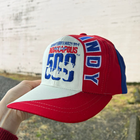 Vintage Deadstock Indianapolis 500 'Indy Car' Embroidered Snapback Hat - O/S - Red/White/Blue