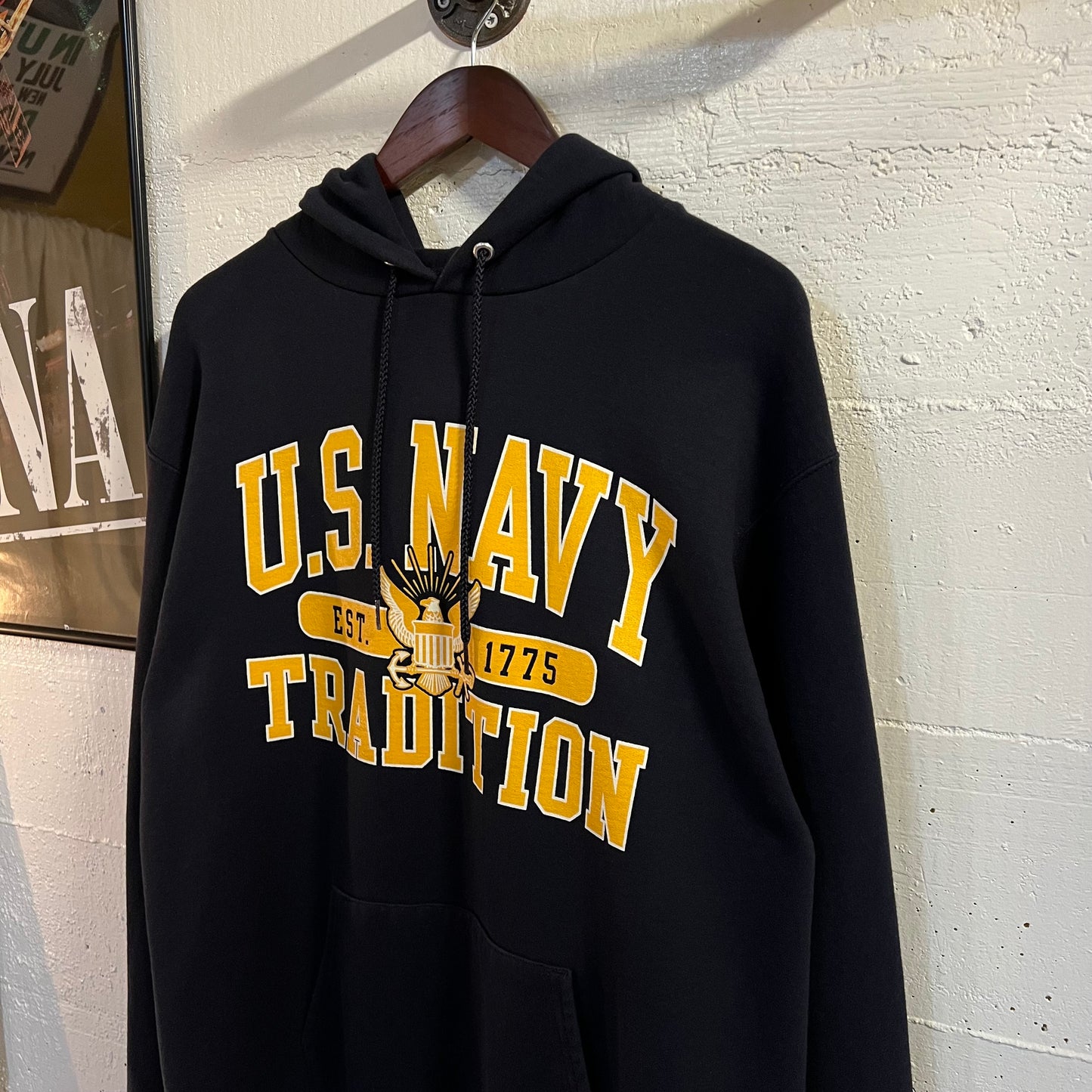 Vintage 2000’s Champion U.S. Navy Tradition Hoodie Sweatshirt - Size Large - Navy/Yellow/White
