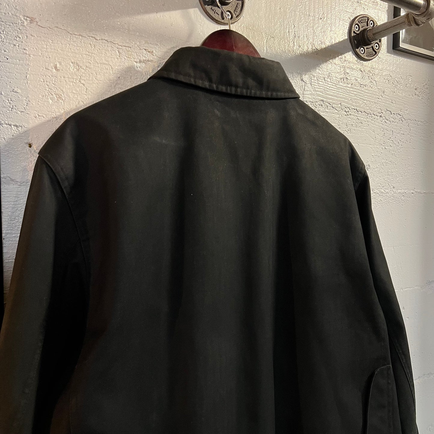 Vintage 90's Polo Ralph Lauren Waxed Canvas & Leather Hunting Jacket - Size Large - Black/Black