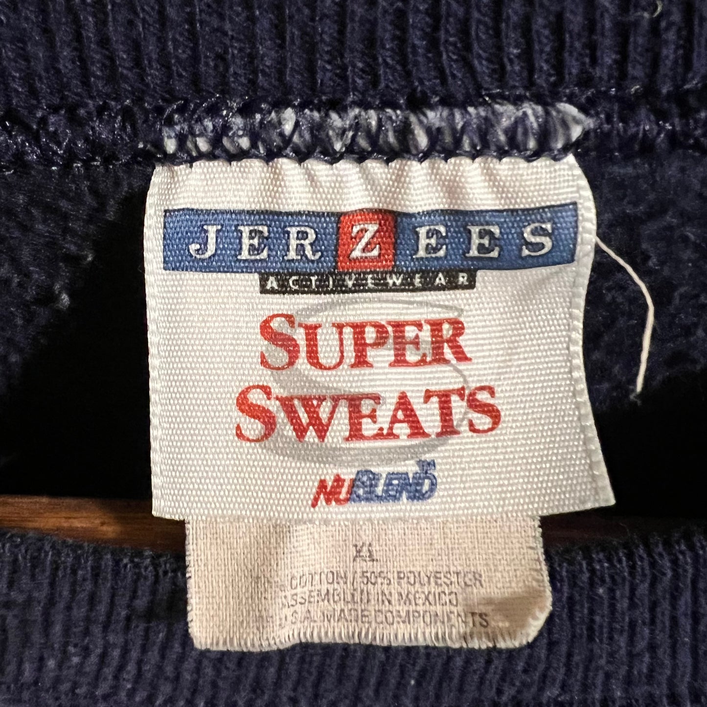 Vintage 90's Jerzees Blank Crewneck Sweatshirt - Size XL - Navy