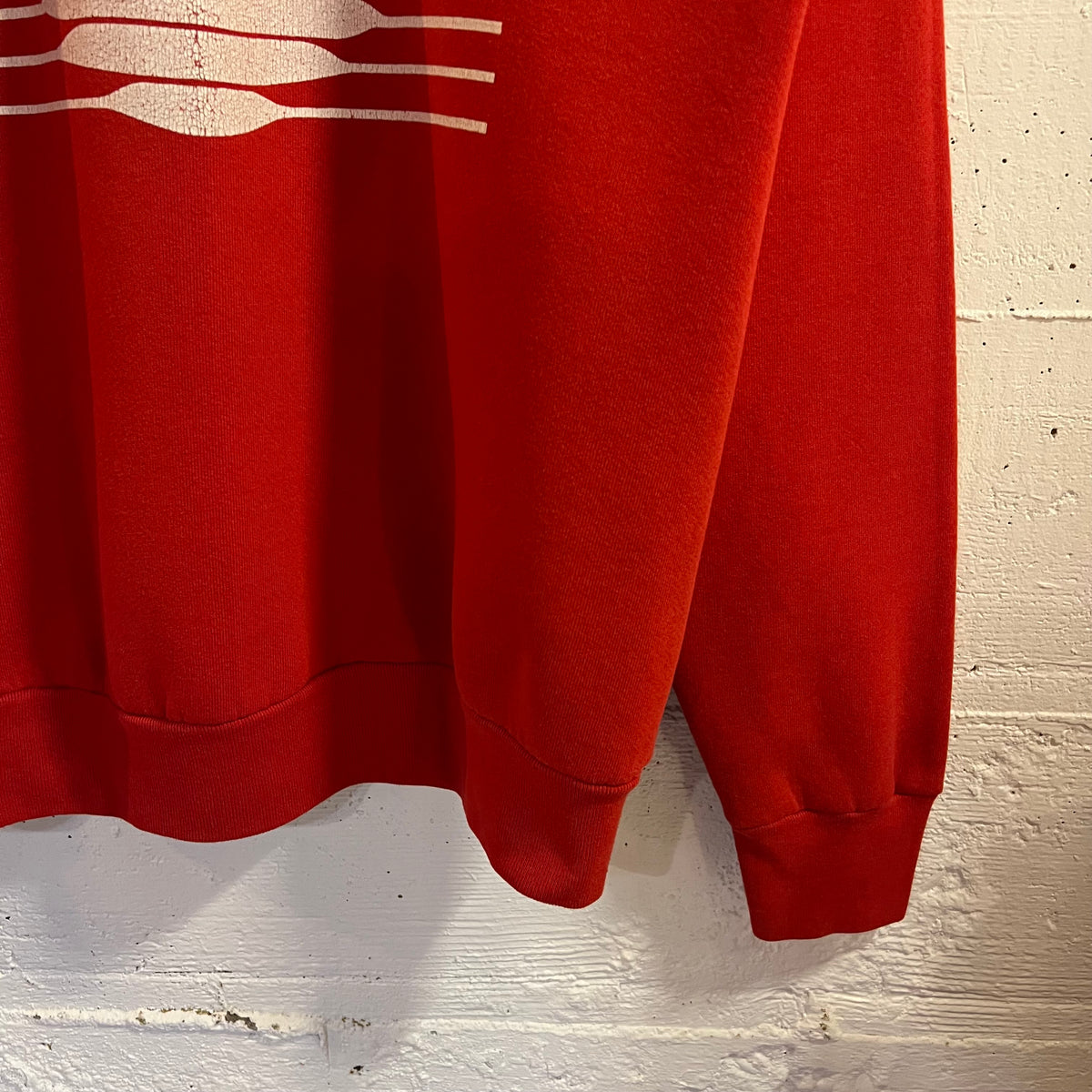 Vintage 80’s Nebraska Huskers Football Raglan Crewneck Sweatshirt - Size Large - Made In USA - Red/White/White