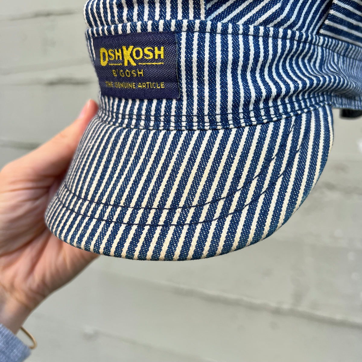 True Vintage 1970's Osh Kosh B'Gosh Hickory Stripe Railroad Engineer Adjustable Cap - O/S - Made In USA
