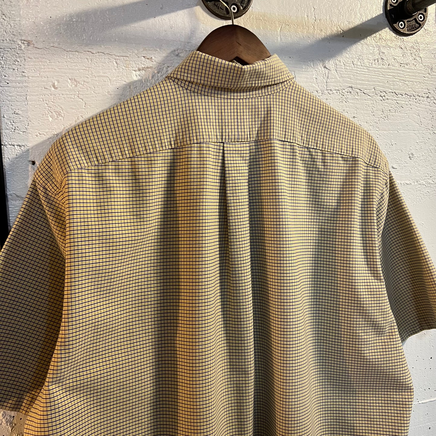 Vintage 90's Polo Ralph Lauren Blake Plaid Short Sleeve Oxford Shirt - Size Large - Yellow/Purple