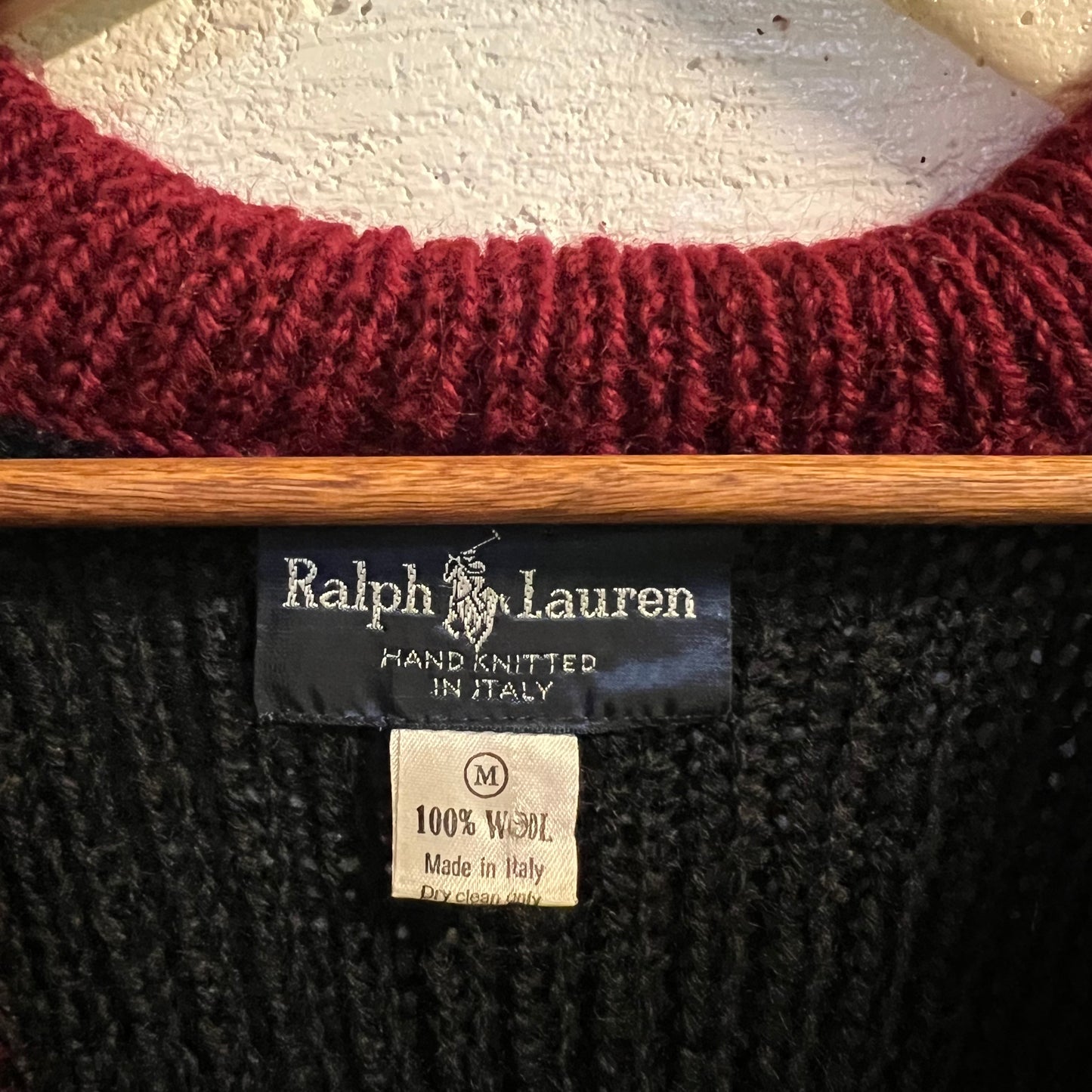 Vintage Ralph Lauren Womens Hand Knitted Double Breasted Wool Cardigan Sweater - Size Medium - Made In Italy - 100% Wool