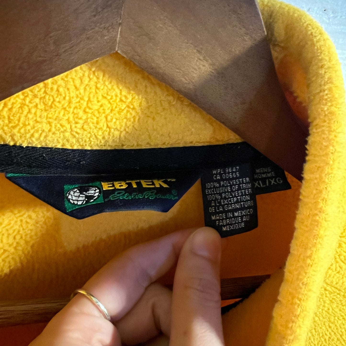 Vintage 90's Eddie Bauer EBTEK Pullover Quarter Zip Fleece Jacket - Size XL - Yellow