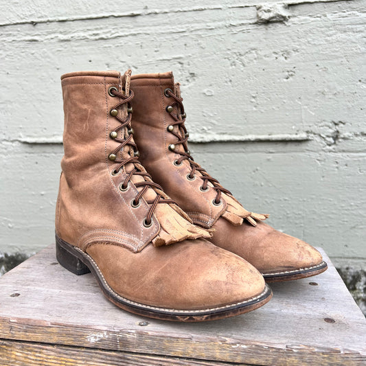 Vintage Laredo Women's Leather Lace Up Kiltie Boots - Size 10M (Medium Width) - Made In USA - Leather