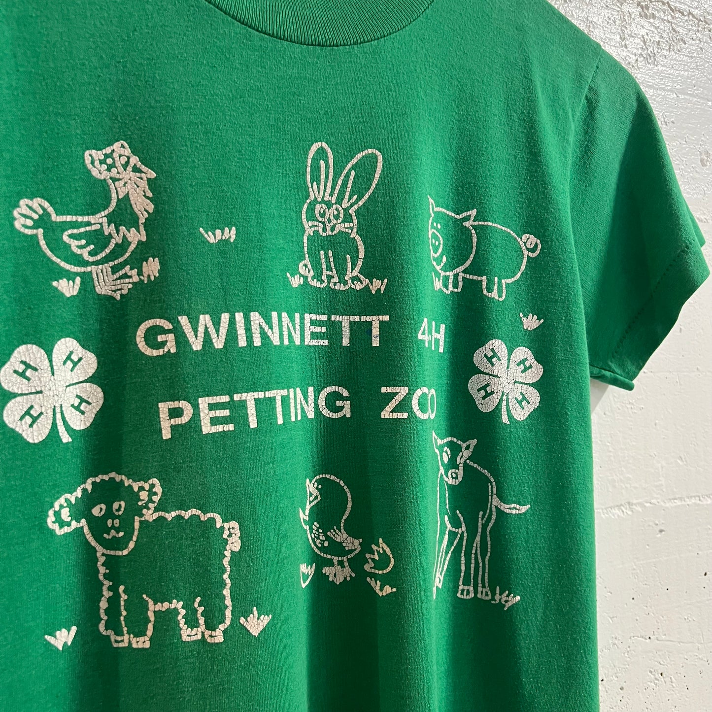 Vintage 80’s Screen Stars ‘Petting Zoo’ Single Stitch Baby T-Shirt - Size Youth Large - Made In USA - Green/White
