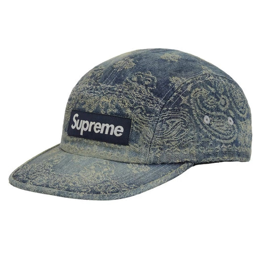 *New* Supreme Jacquard Denim Bandana Camp Cap - O/S - Dirty Indigo - Made In USA - SS25
