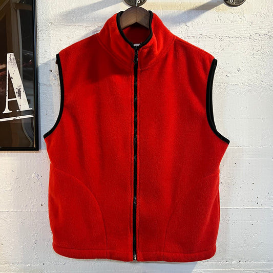 Vintage Black Mountain Zip Up Fleece Vest - Size Small - Made In USA - Red/Black