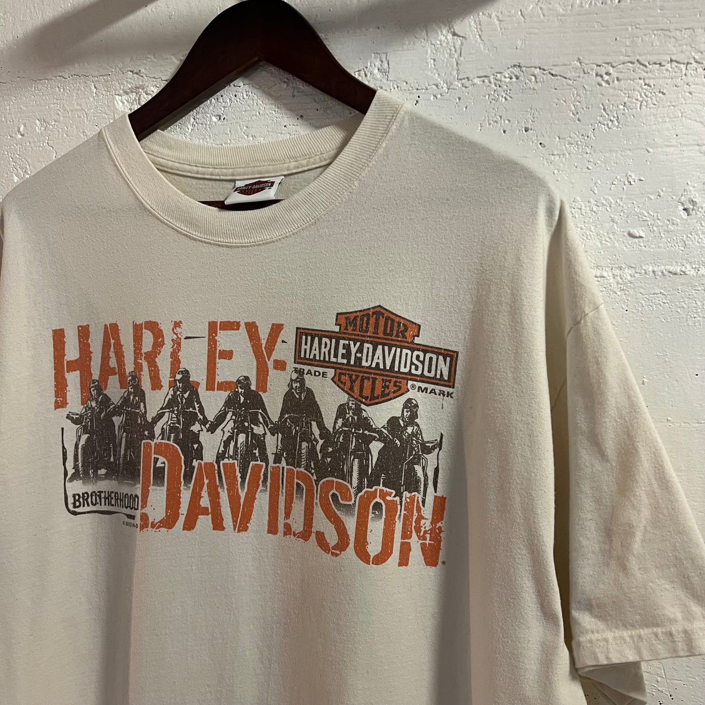 Y2K Harley Davidson Brotherhood Double Sided Graphic T-Shirt - Size XL - White - 100% Cotton