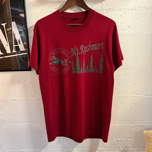 Vintage 1991 Mt.Rushmore Black Hills, SD Single Stitch T-Shirt - Size Medium - Made In USA - Maroon/Green