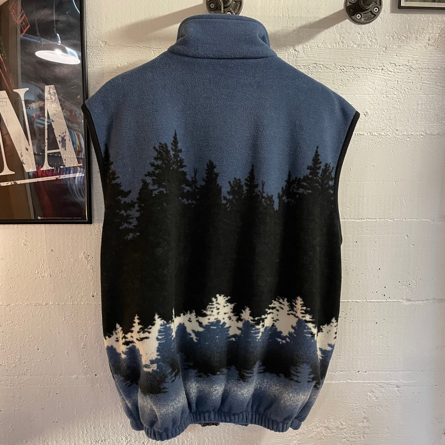 Vintage 90's All Over Print Moonlight Moose Fleece Zip-Up Vest - Size Large - Made In USA