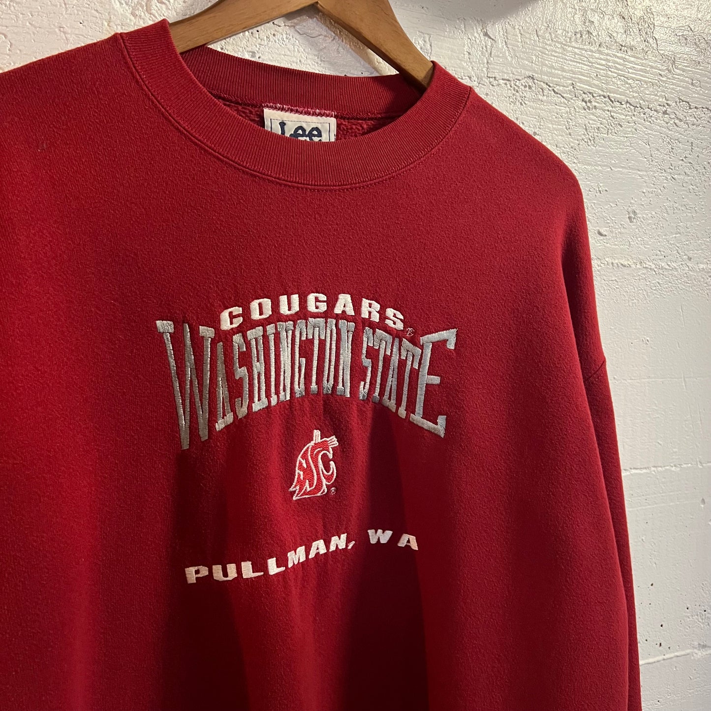 Vintage 90's WSU Cougars Embroidered Crewneck Sweatshirt - Size Large - Made In USA - Nutmeg Mills