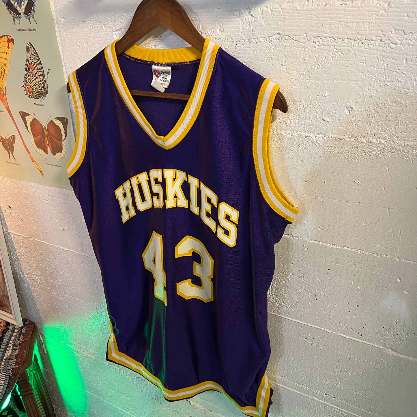 Vintage 80's/90's University Of Washington Huskies Rawlings Basketball Jersey - Size 40 (Large) - Made In USA