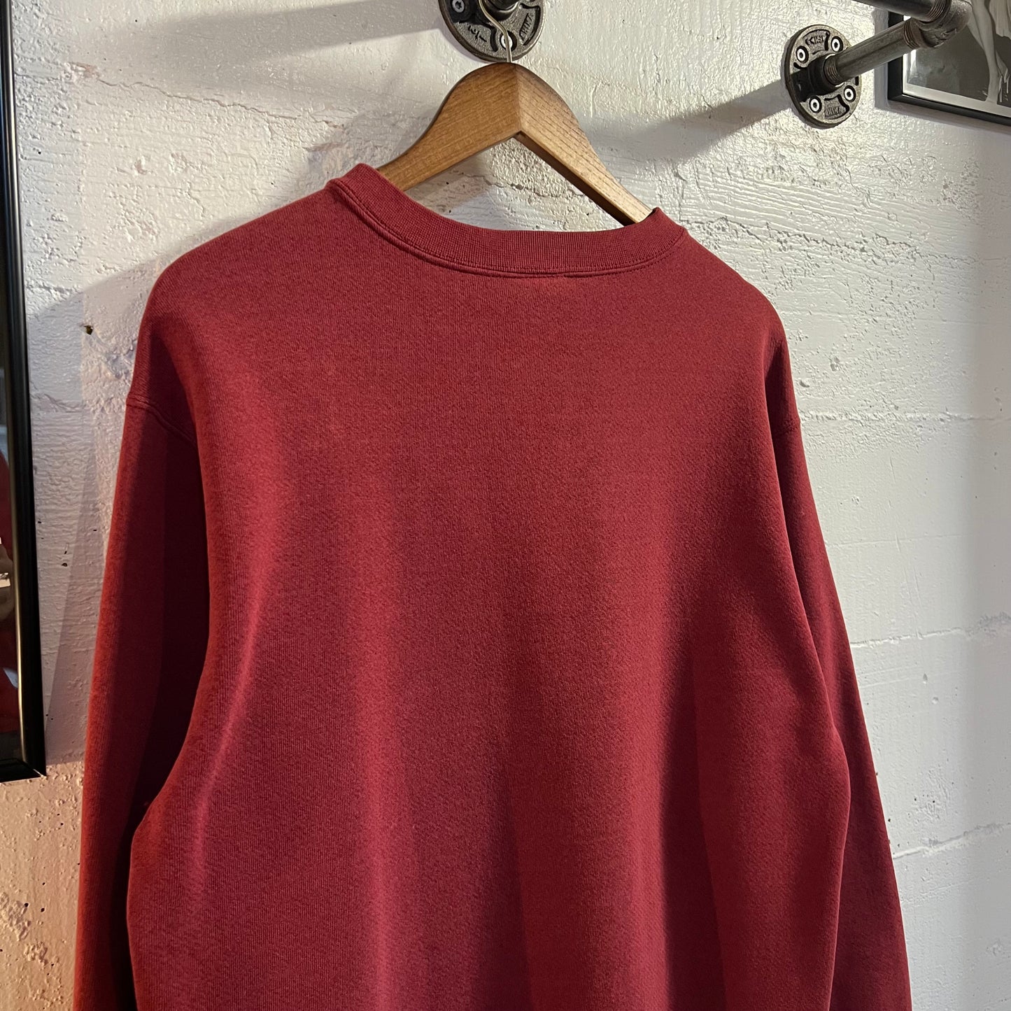 Vintage 2000's Nike Distressed Mini Swoosh Crewneck Sweatshirt - Size Medium - Maroon