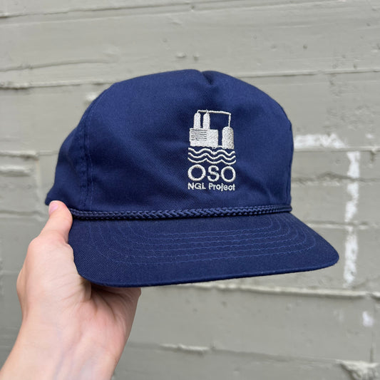 Vintage 1990's OSO NGL Project Embroidered Snapback Hat - O/S - Navy/Silver