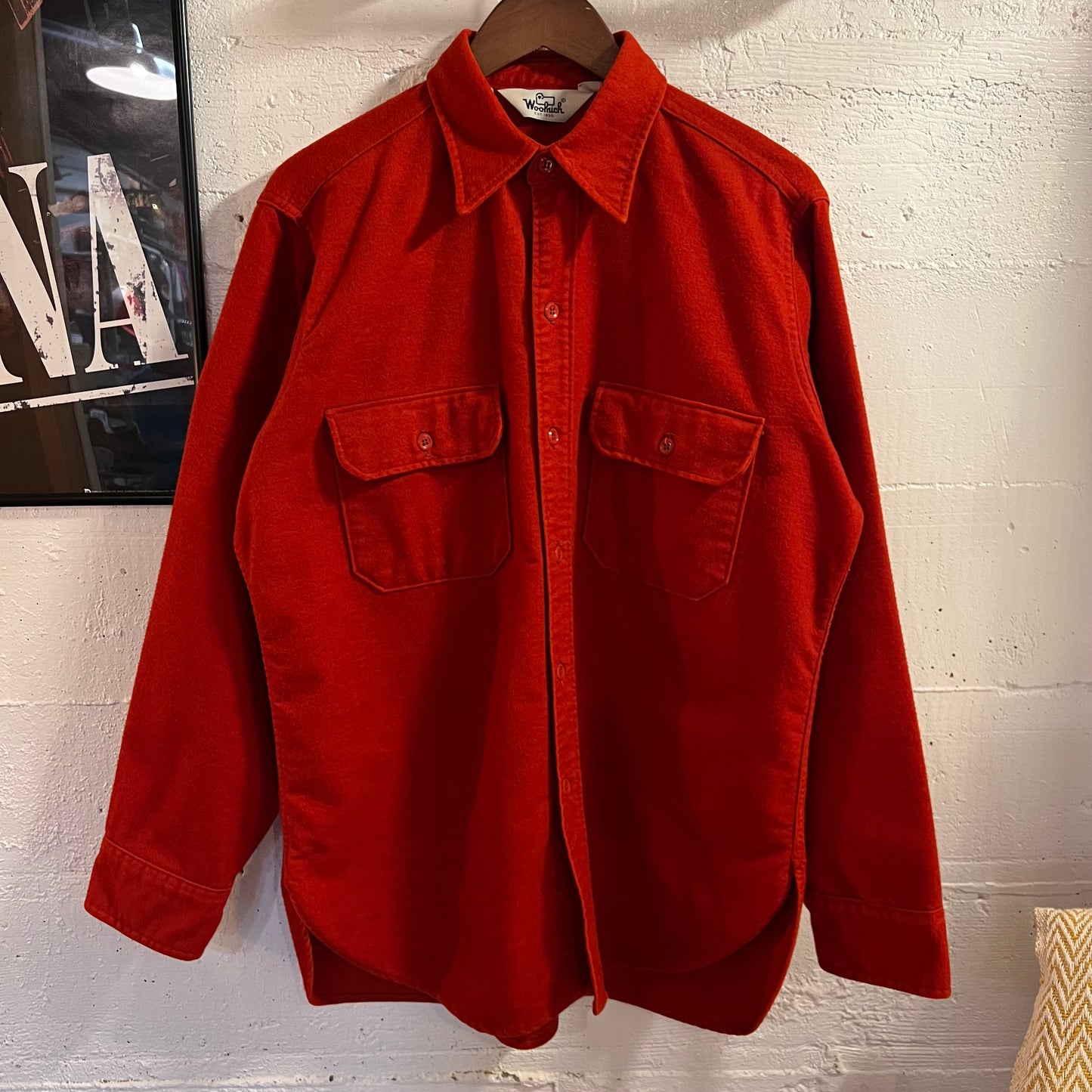 True Vintage 1970's Woolrich Chamois Cloth Flannel Shirt - Size Large - Made In USA - Red - 100% Cotton