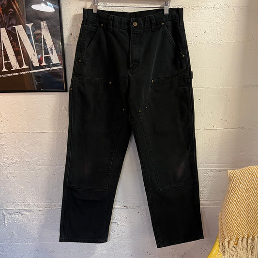 Vintage 2000's Carhartt Duck Canvas Double Knee Work Pants - Size 31" x 29" - Black - 100% Cotton - B136-BLK
