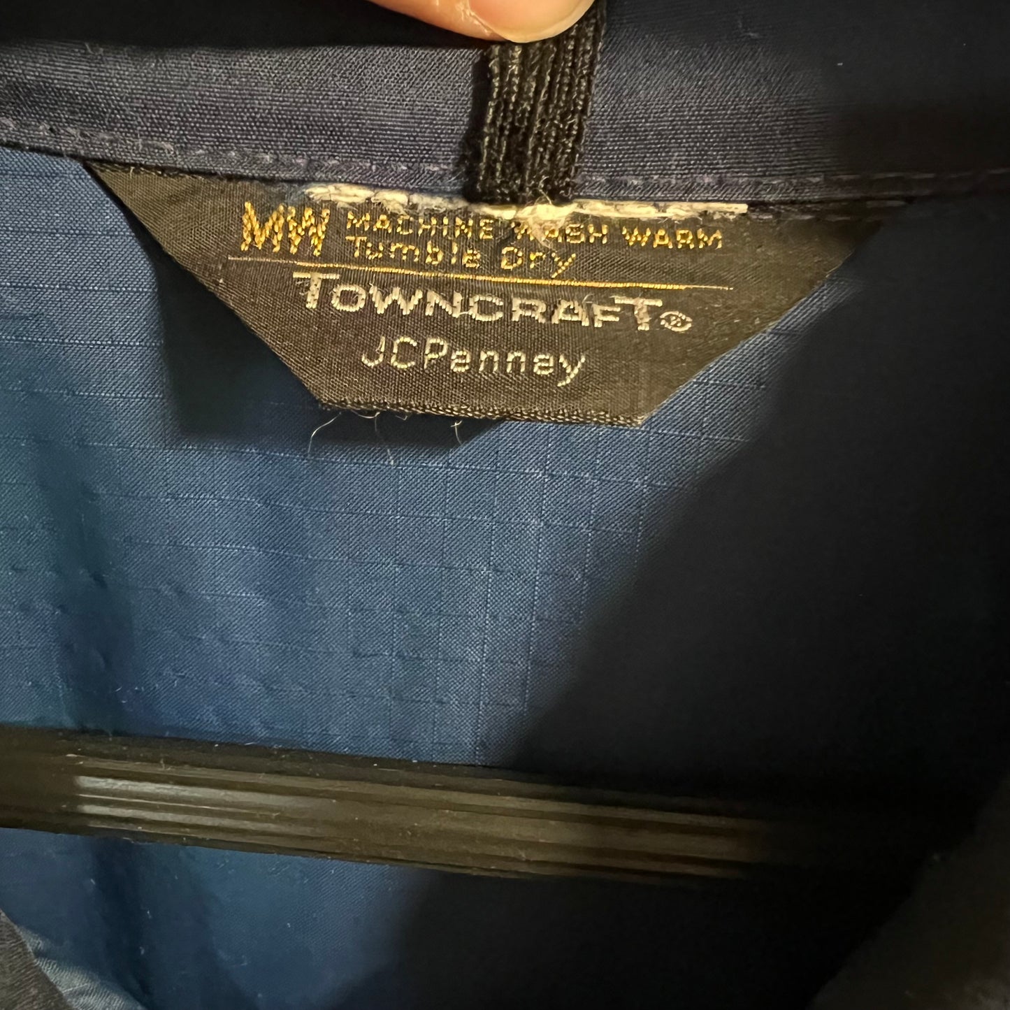 Vintage 1970's JCPenney Towncraft Goose Down Insulated Western Yoke Winter Jacket - Size L/XL - Navy