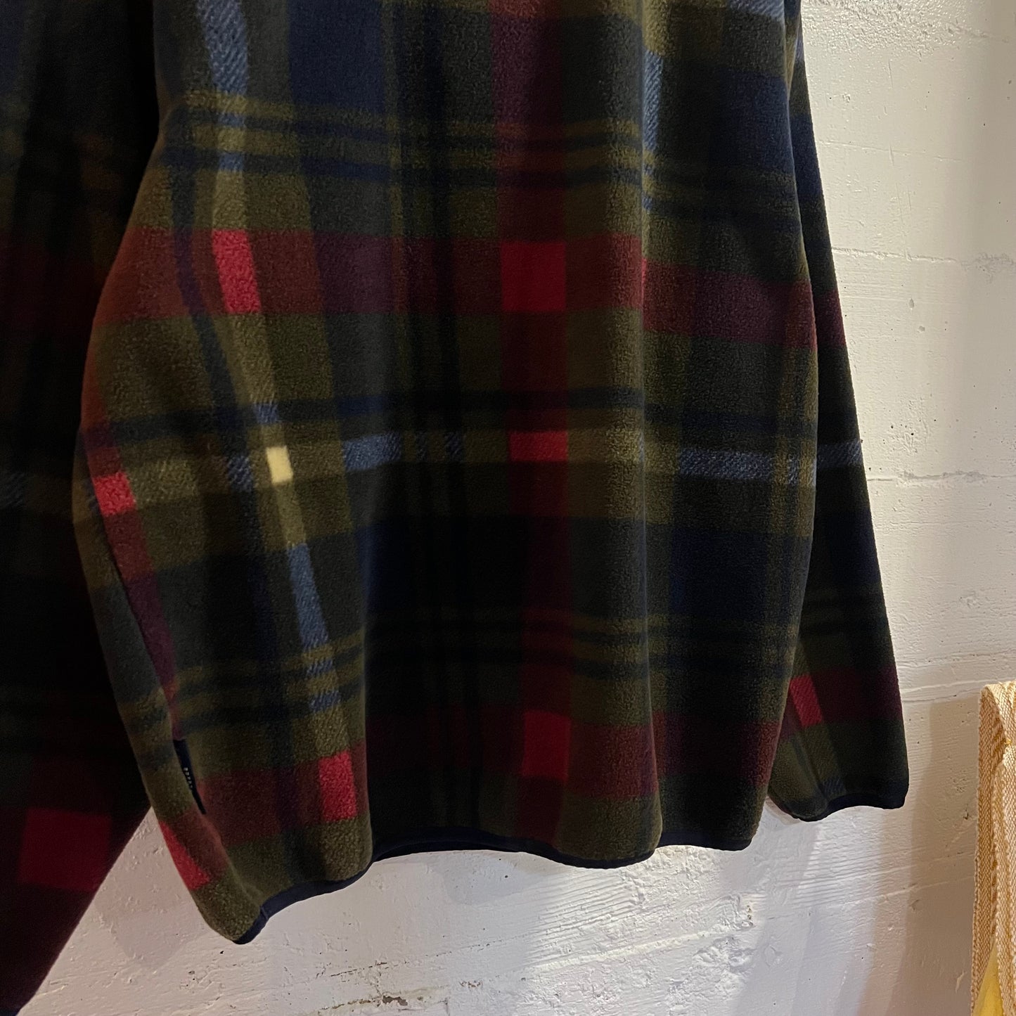 Vintage 90’s Nautica Quarter Zip Plaid Pullover Fleece Jacket - Size Medium - Made In USA - Red/Navy/Olive Green/White