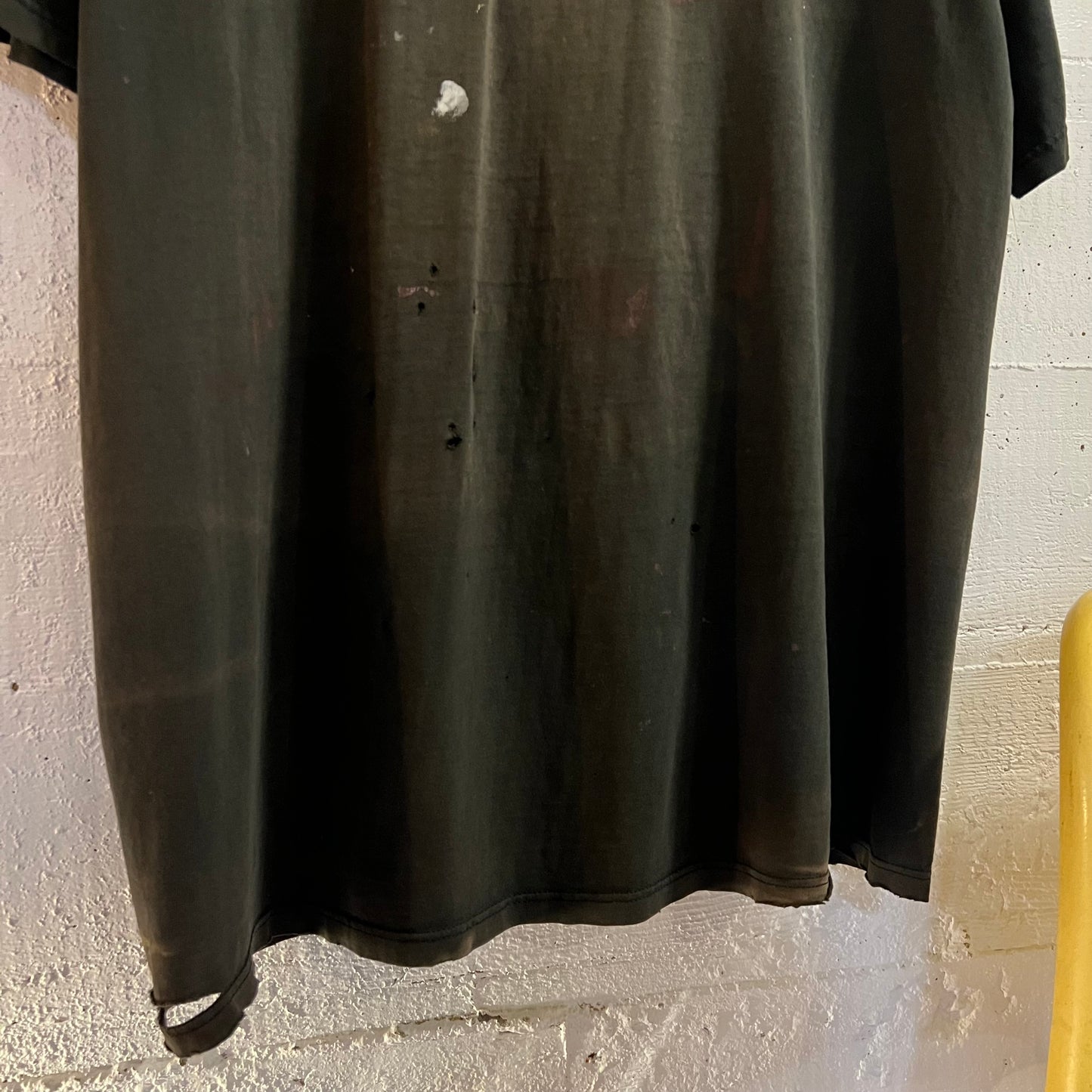 Vintage 90's Exceptionally Distressed Russell Athletic Blank T-Shirt - Size XL - Made In USA - Faded Black