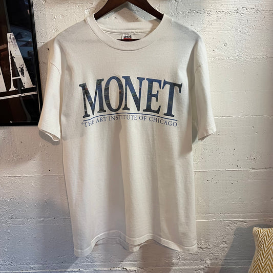 Vintage 90’s The Art Institute Of Chicago ‘Monet’ Single Stitch T-Shirt - Size Large - Made In USA - White/Blue/Multi