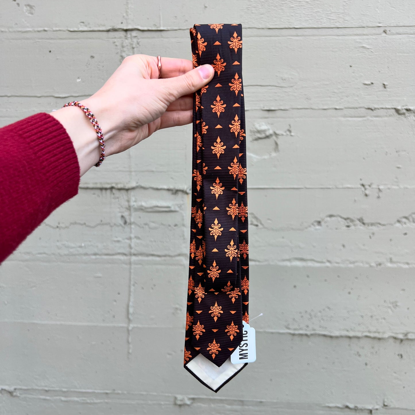 True Vintage 1950's Penney's Towncraft Slim Necktie - Brown/Orange - Made In USA