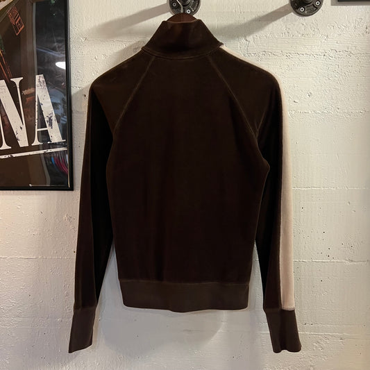 Vintage 2000’s Juicy Couture Velour Zip Up Track Jacket - Size Medium - Made In USA - Brown/Pink
