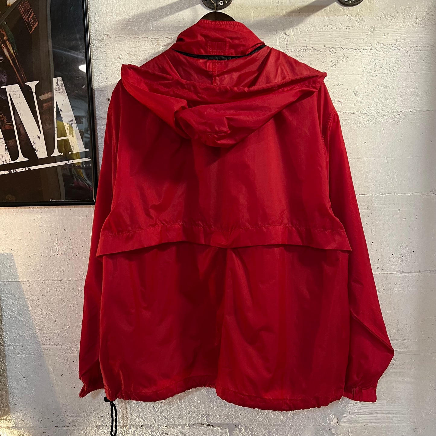 Vintage 90's Eddie Bauer Ebtek Nylon Hooded Windbreaker Jacket - Size Large - Red/Black