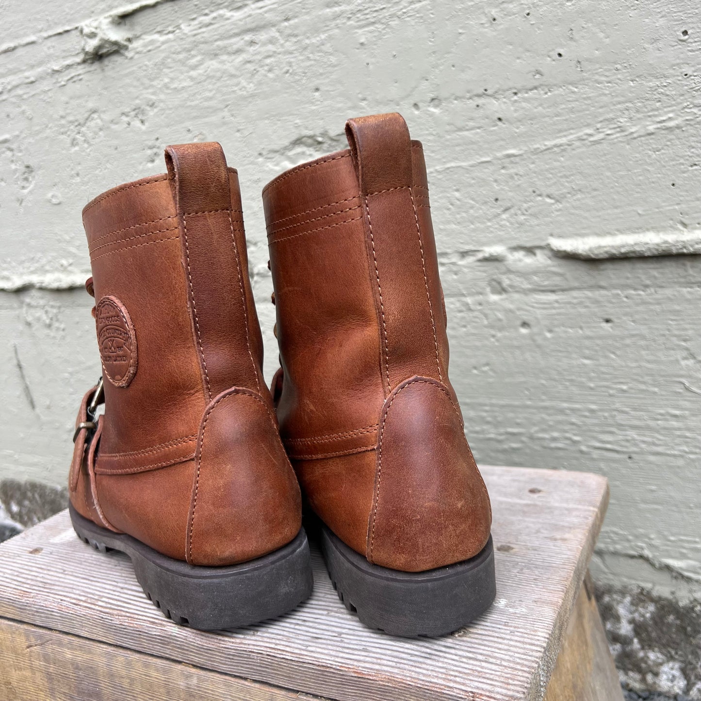 Vintage 90's Ralph Lauren Polo Country 'Ranger' Lace Up Leather Moc Toe Boots - Size 9M/10.5W - Brown Leather