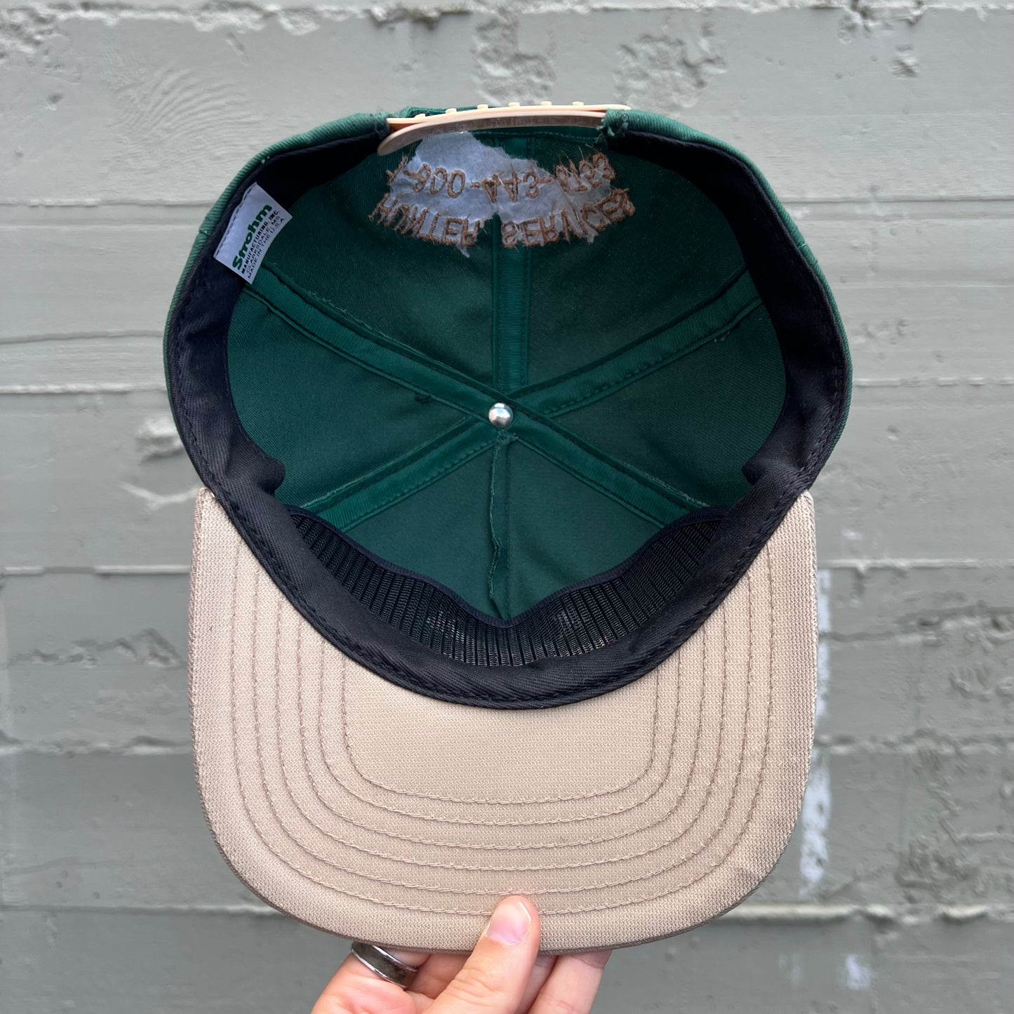 Vintage Embroidered Whitetail Secrets ‘Hunter Services’ 6-Panel Snap Back Trucker Hat - One Size Fits All - Made In USA - Green/Tan/Black