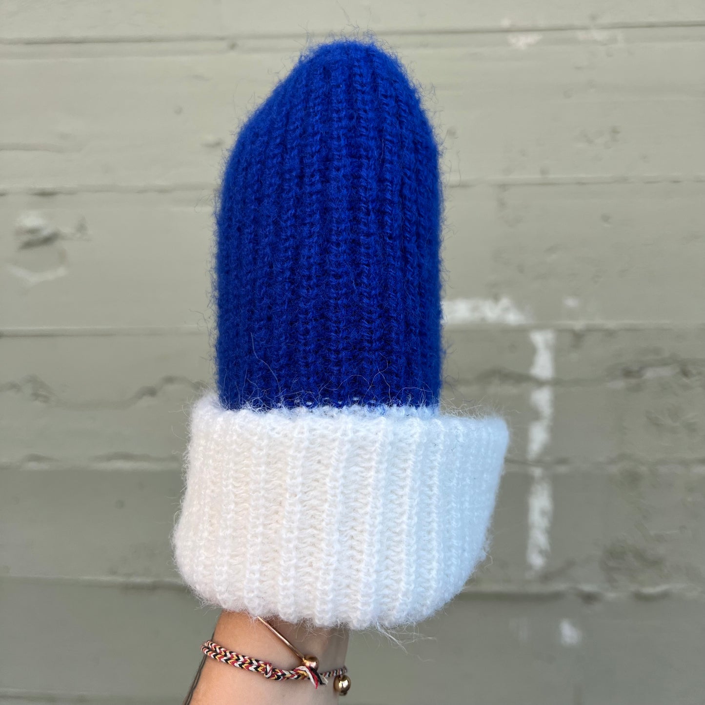 Vintage Mercedes-Benz Ribbed Knit Cuffed Beanie - One Size Fits Most - Blue/White