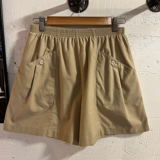 Vintage Elastic High Waisted Khaki Shorts - Size Women’s 14 - Tan/Sand