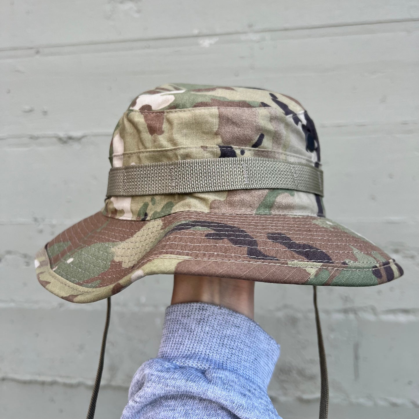 Vintage U.S. Military Multi Cam Boonie Bucket Hat - Size 7-1/2 - Made In USA - Camo/Multi