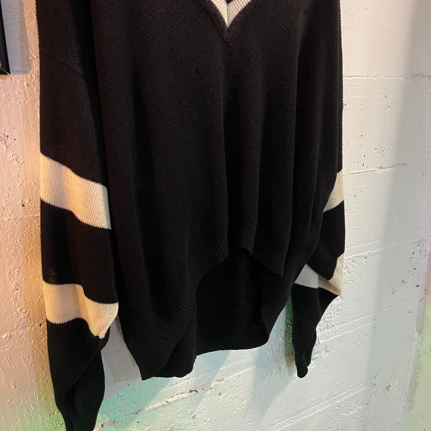 Vintage V-Neck Union Made Knit Acrylic Cheerleader Style Sweater - Size Large - Union Made In USA