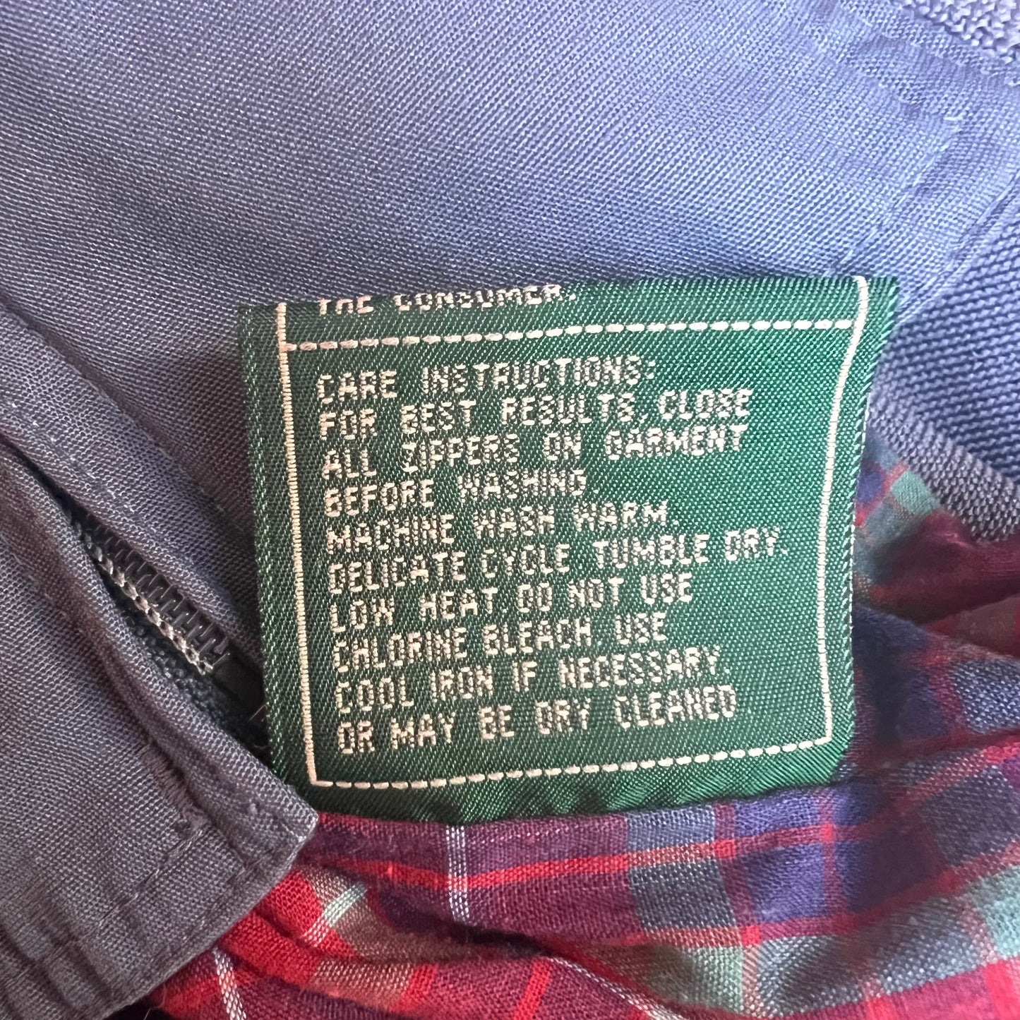 Vintage 90’s Field & Stream Plaid Lined Chip Strap Raglan Harrington Jacket - Size Medium Long - Red Plaid/Grayish Blue